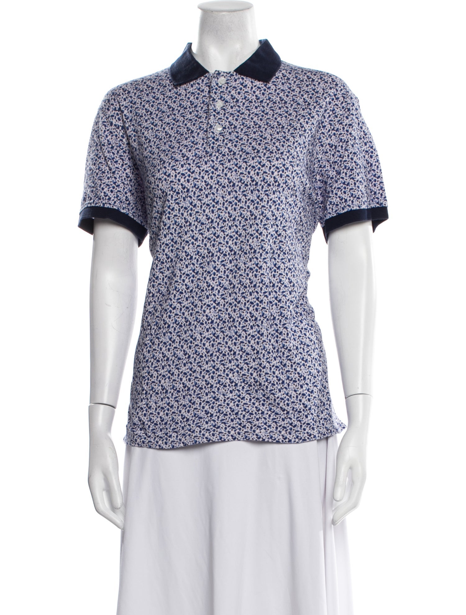 Isaia Printed Short Sleeve Button-Up Top