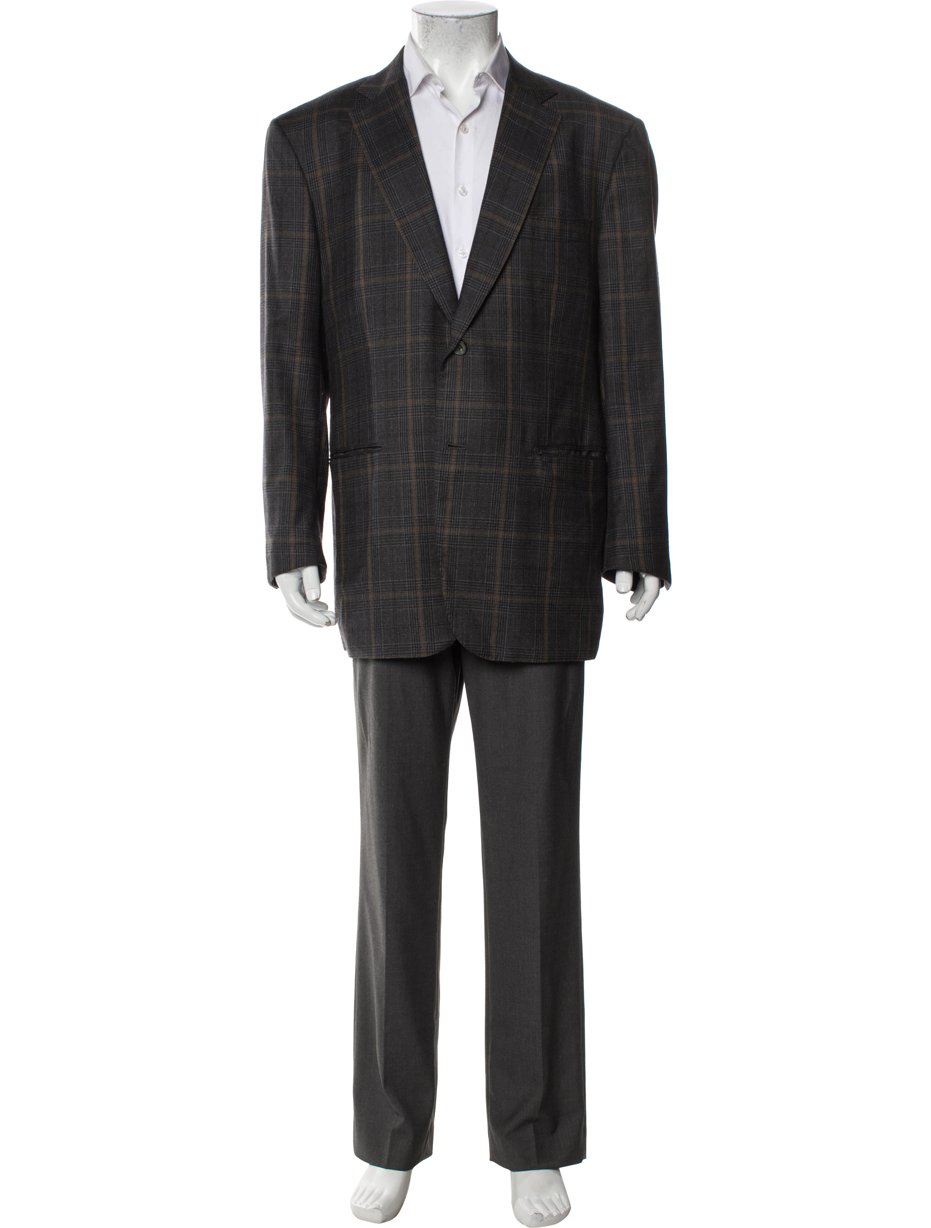 Isaia Wool Plaid Print Blazer