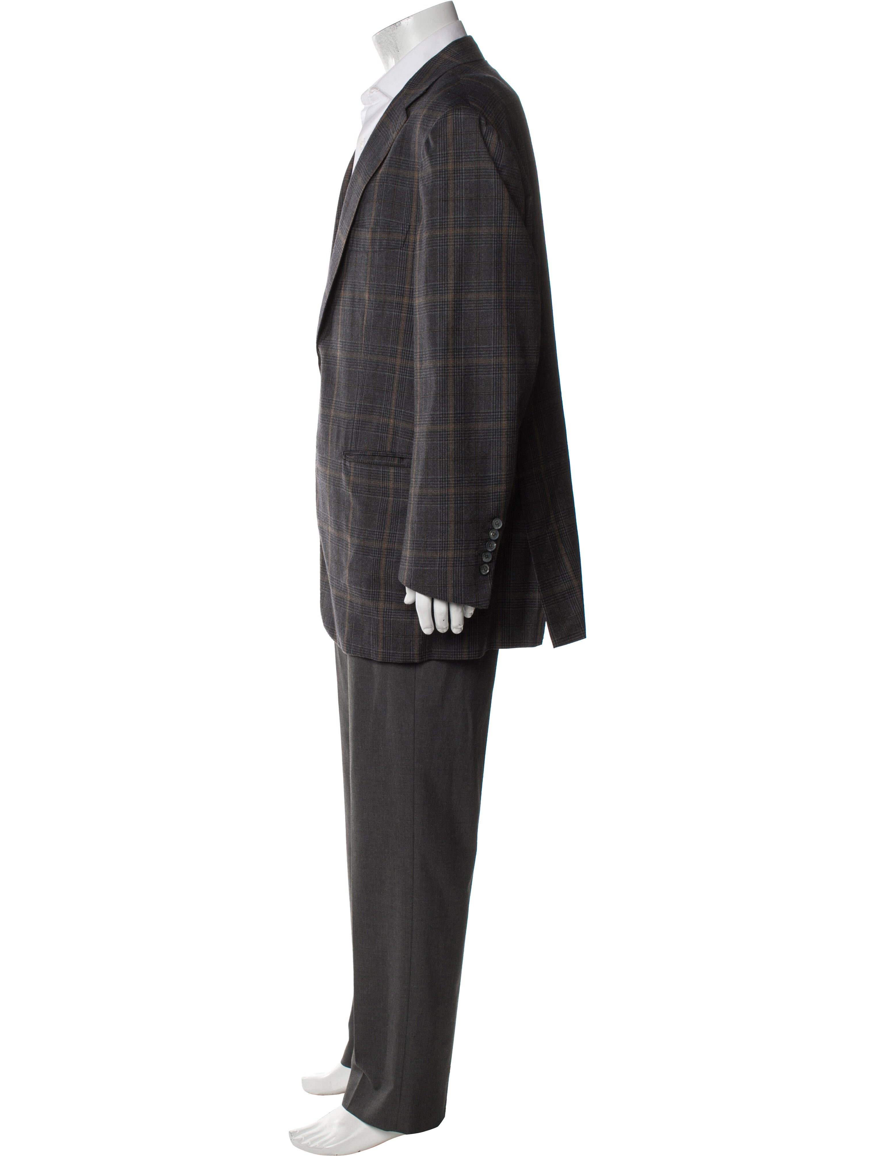 Isaia Wool Plaid Print Blazer