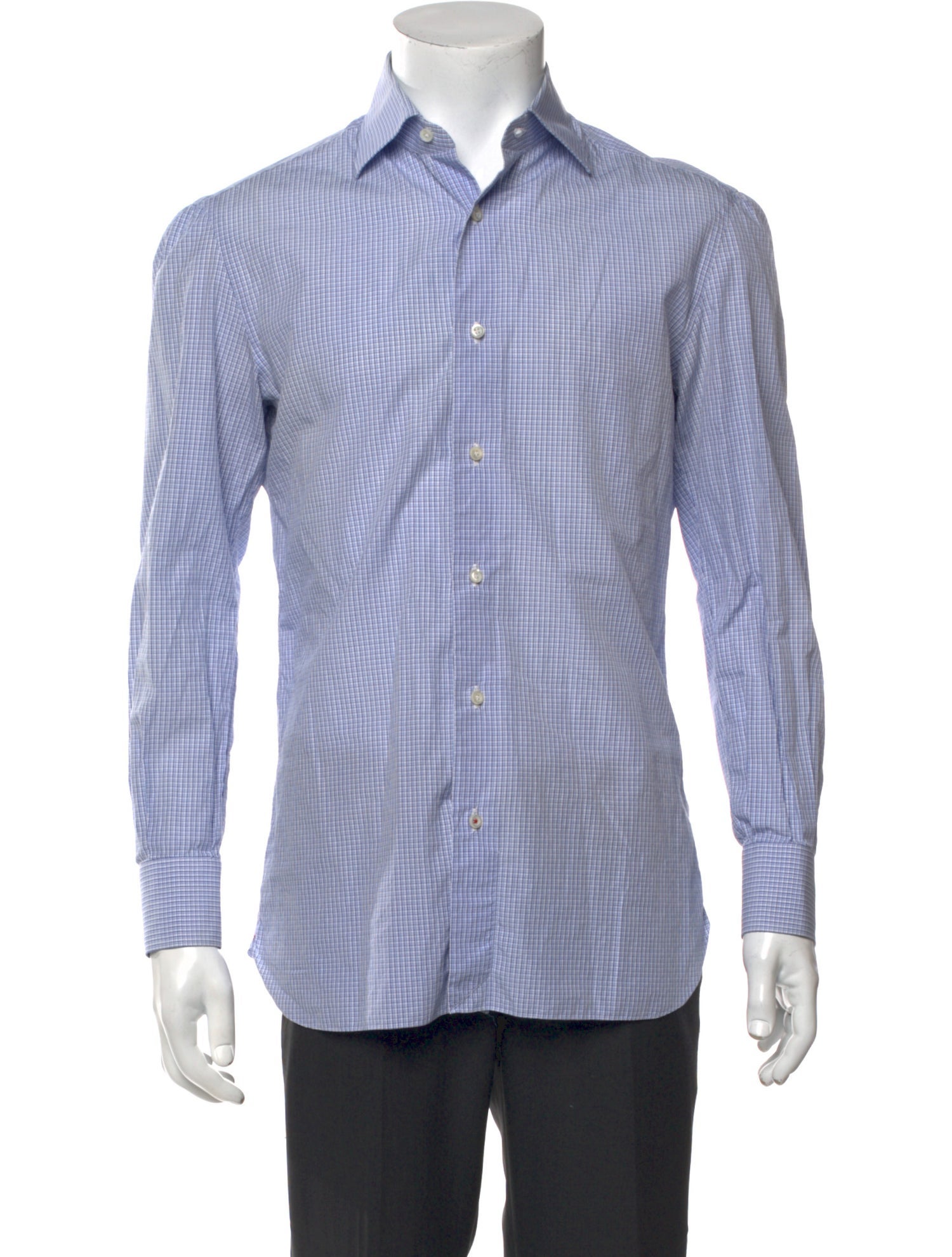 Isaia Plaid Print Long Sleeve Dress Shirt