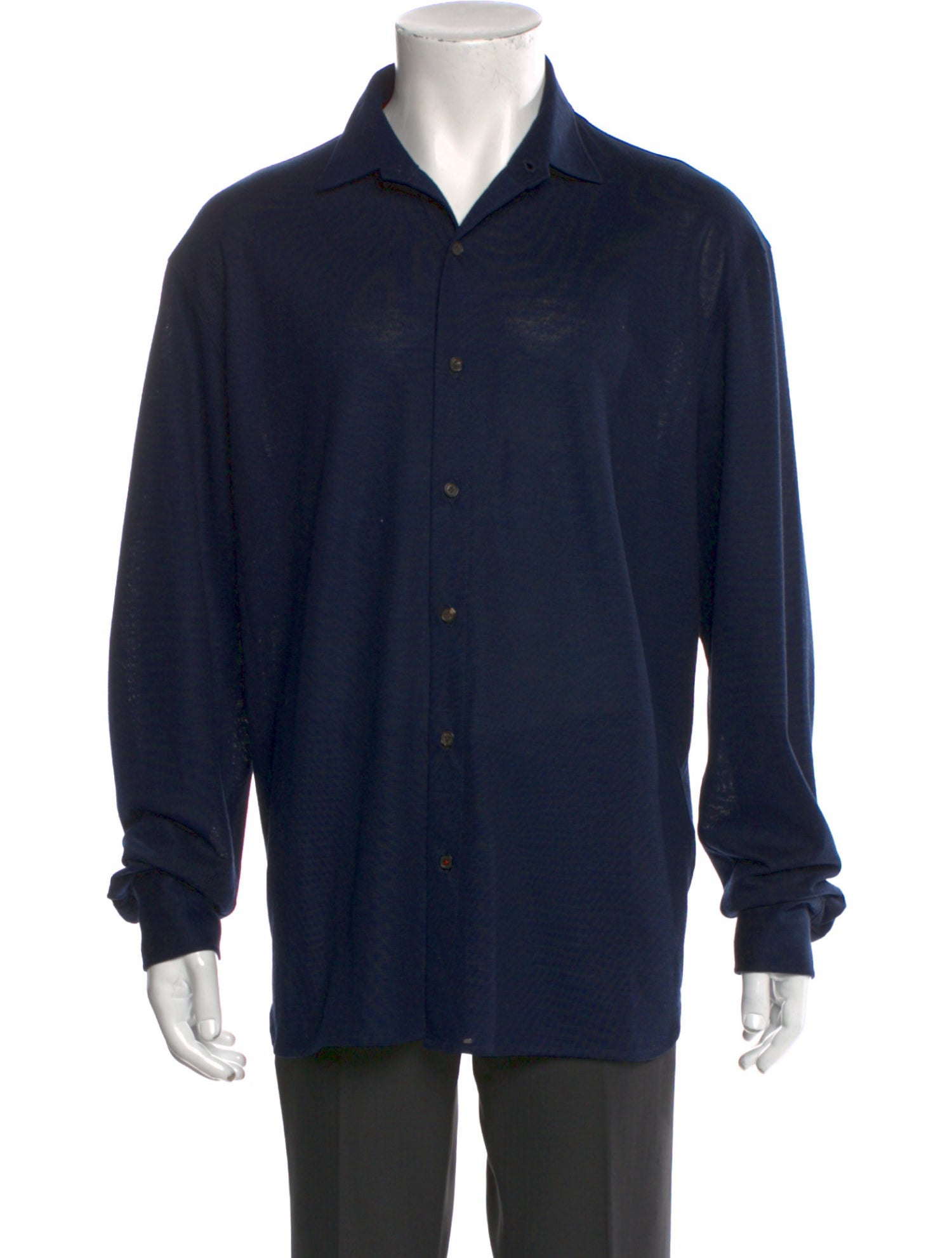 Isaia Wool Long Sleeve Shirt