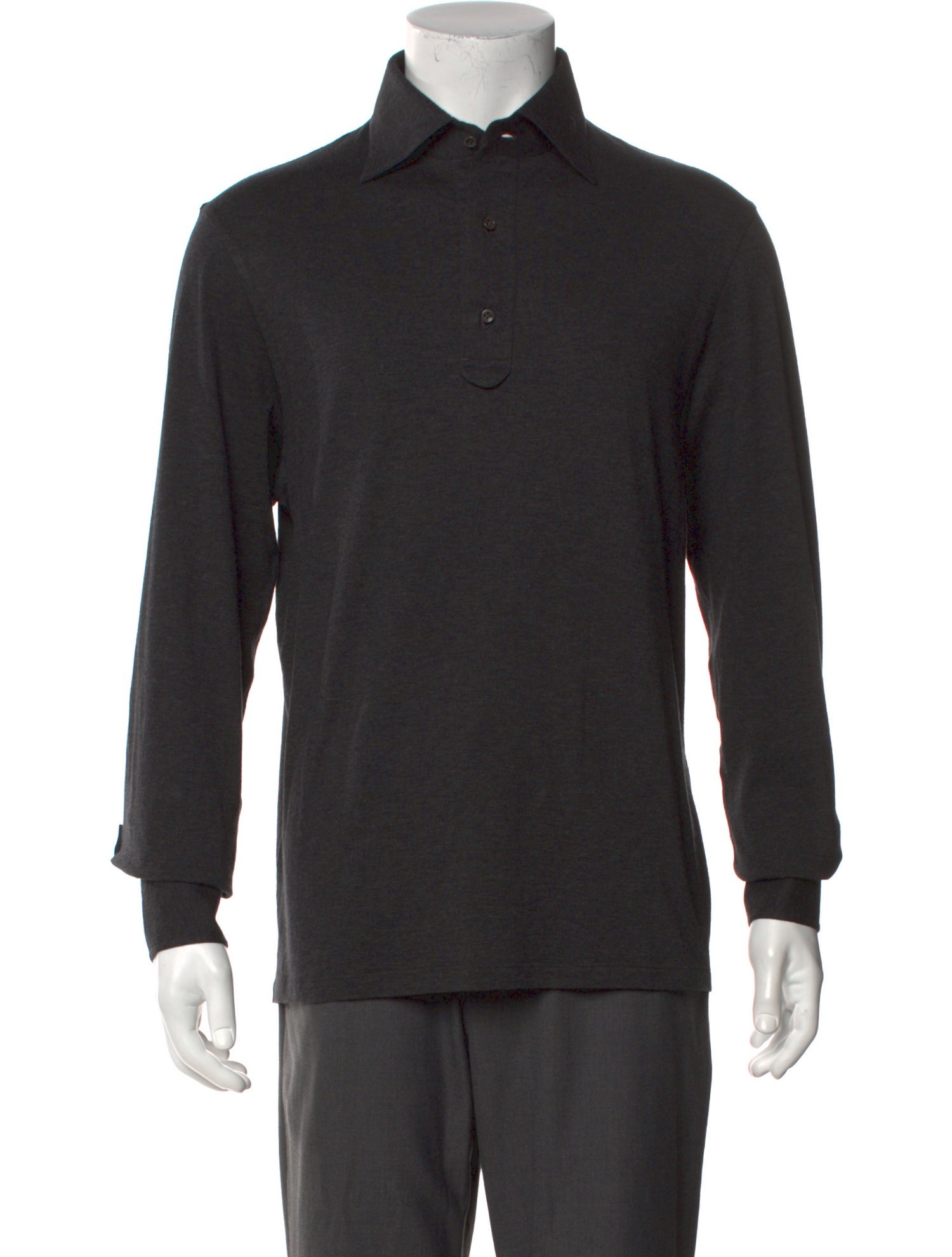 Isaia Collar Long Sleeve Polo Shirt
