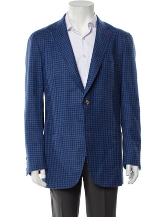 Isaia Wool Plaid Print Sport Coat