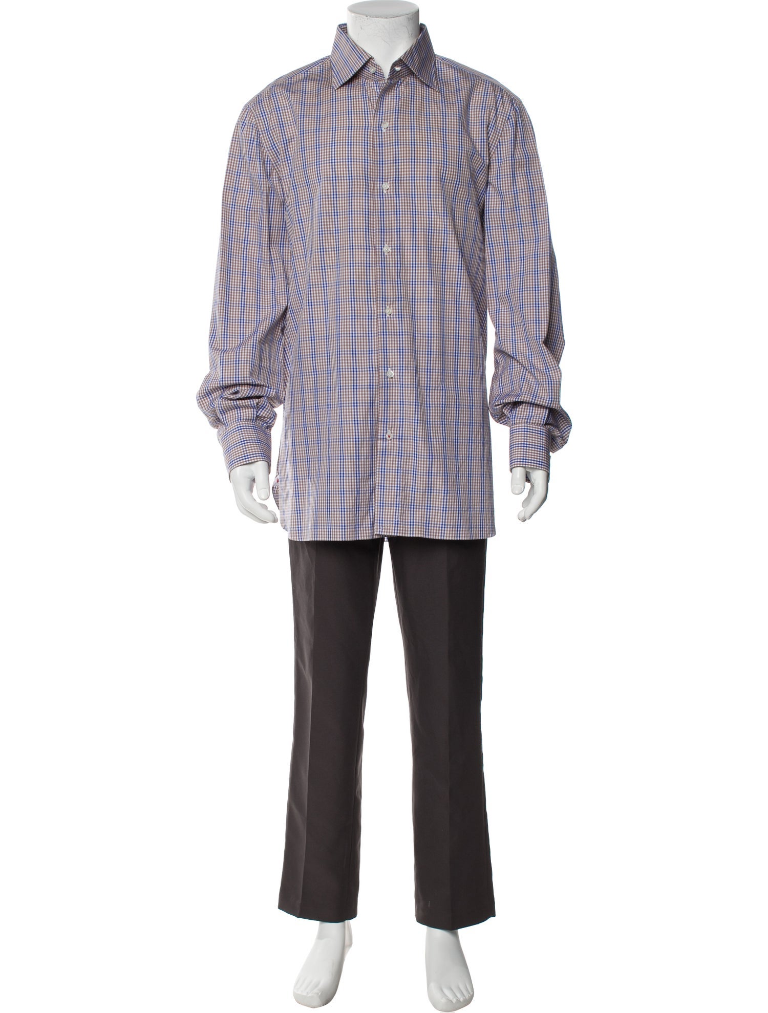 Isaia Plaid Print Long Sleeve Shirt