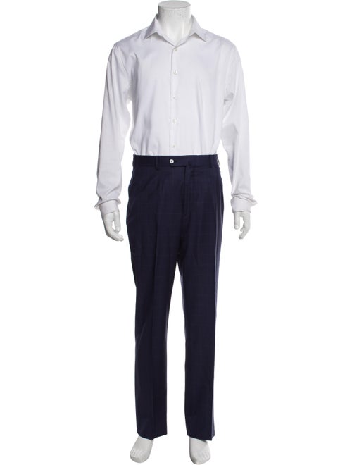 Isaia Wool Plaid Print Two-Piece Suit