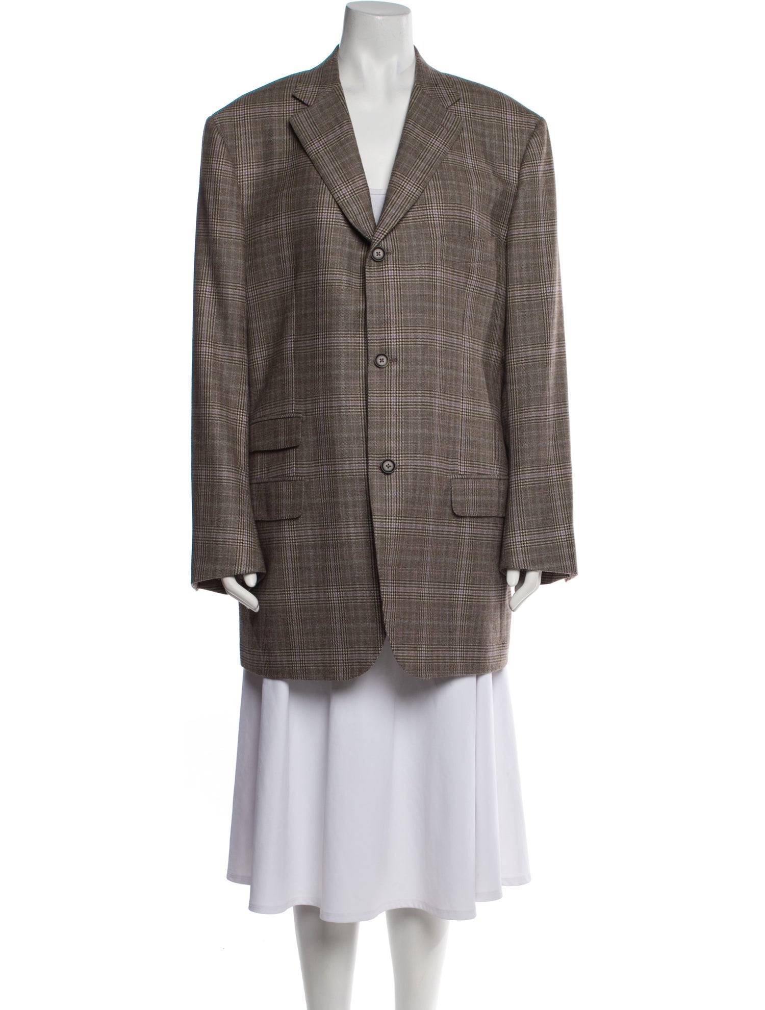 Isaia Plaid Print Blazer