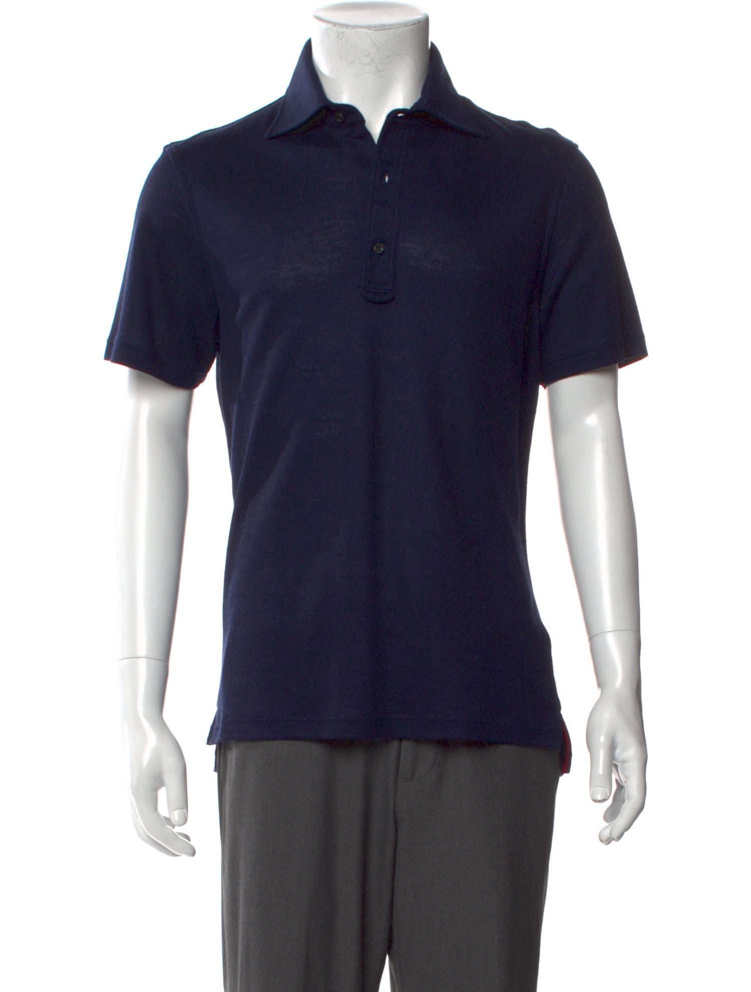 Isaia Merino Wool Crew Neck Polo Shirt