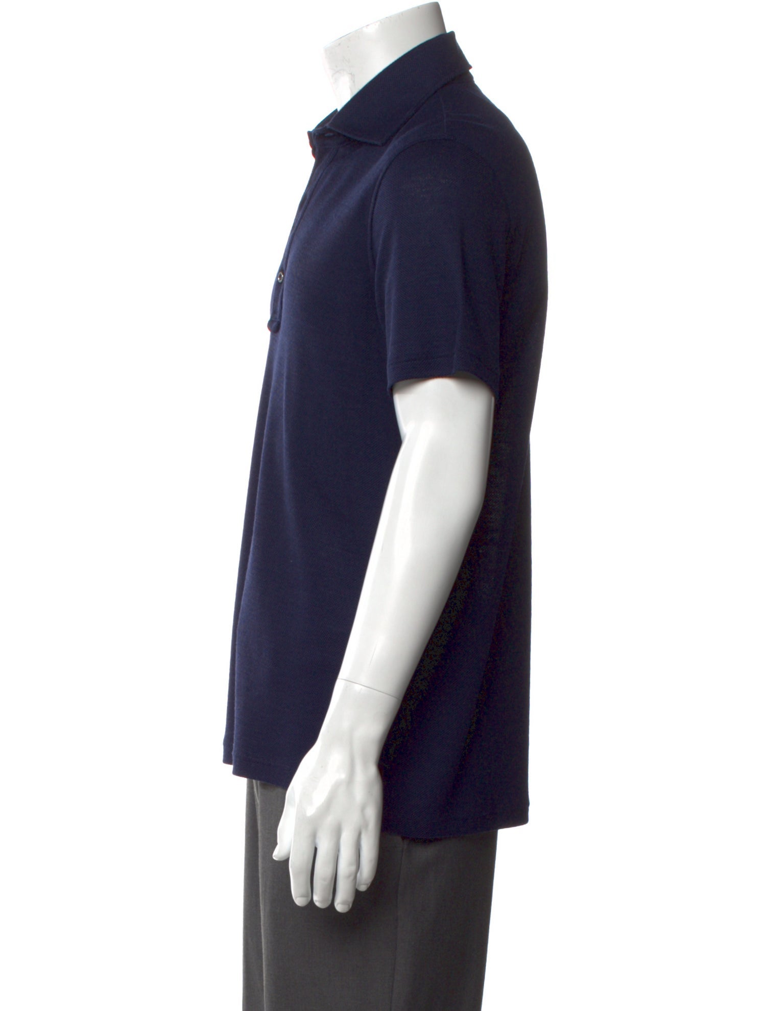 Isaia Merino Wool Crew Neck Polo Shirt