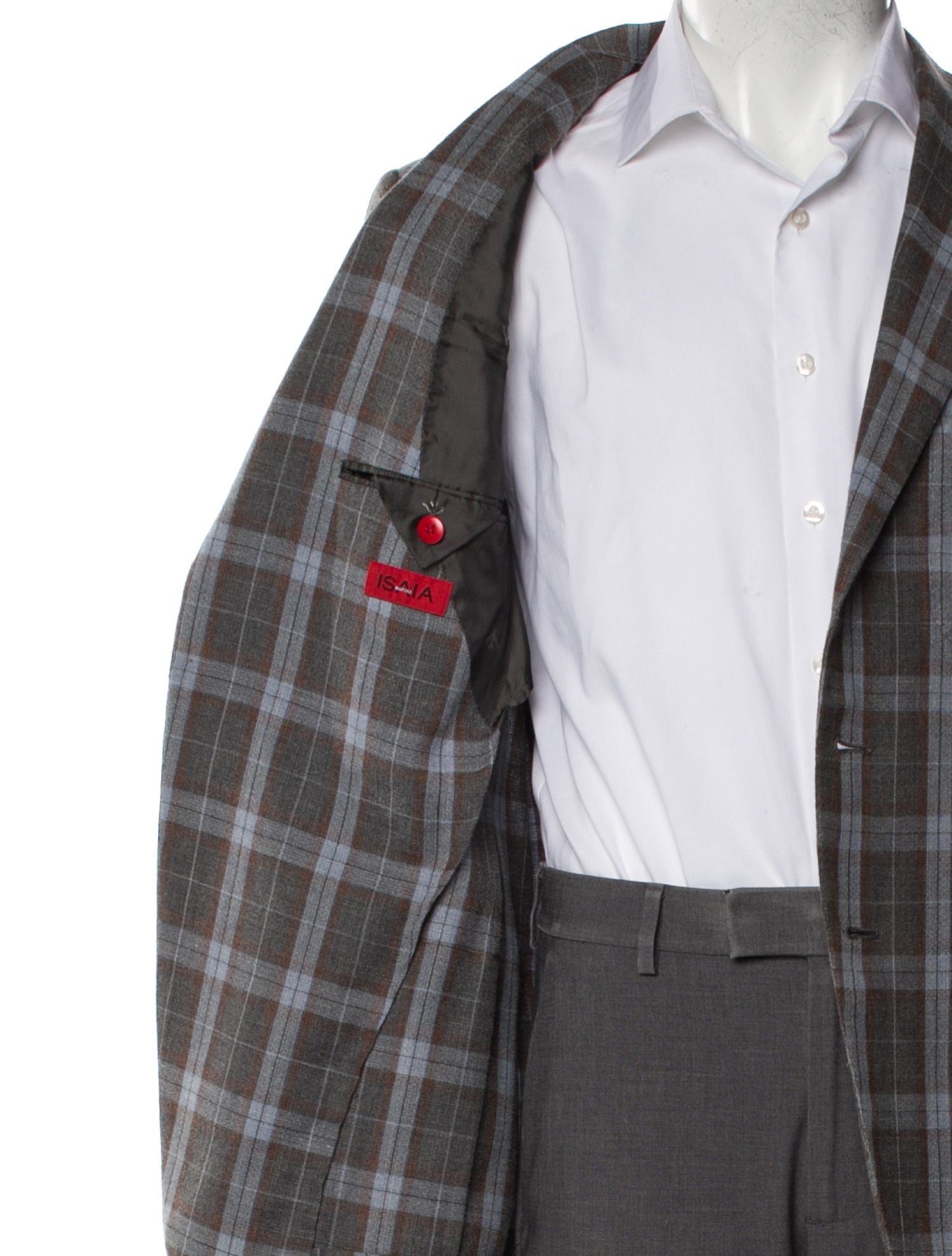 Isaia Wool Plaid Print Blazer