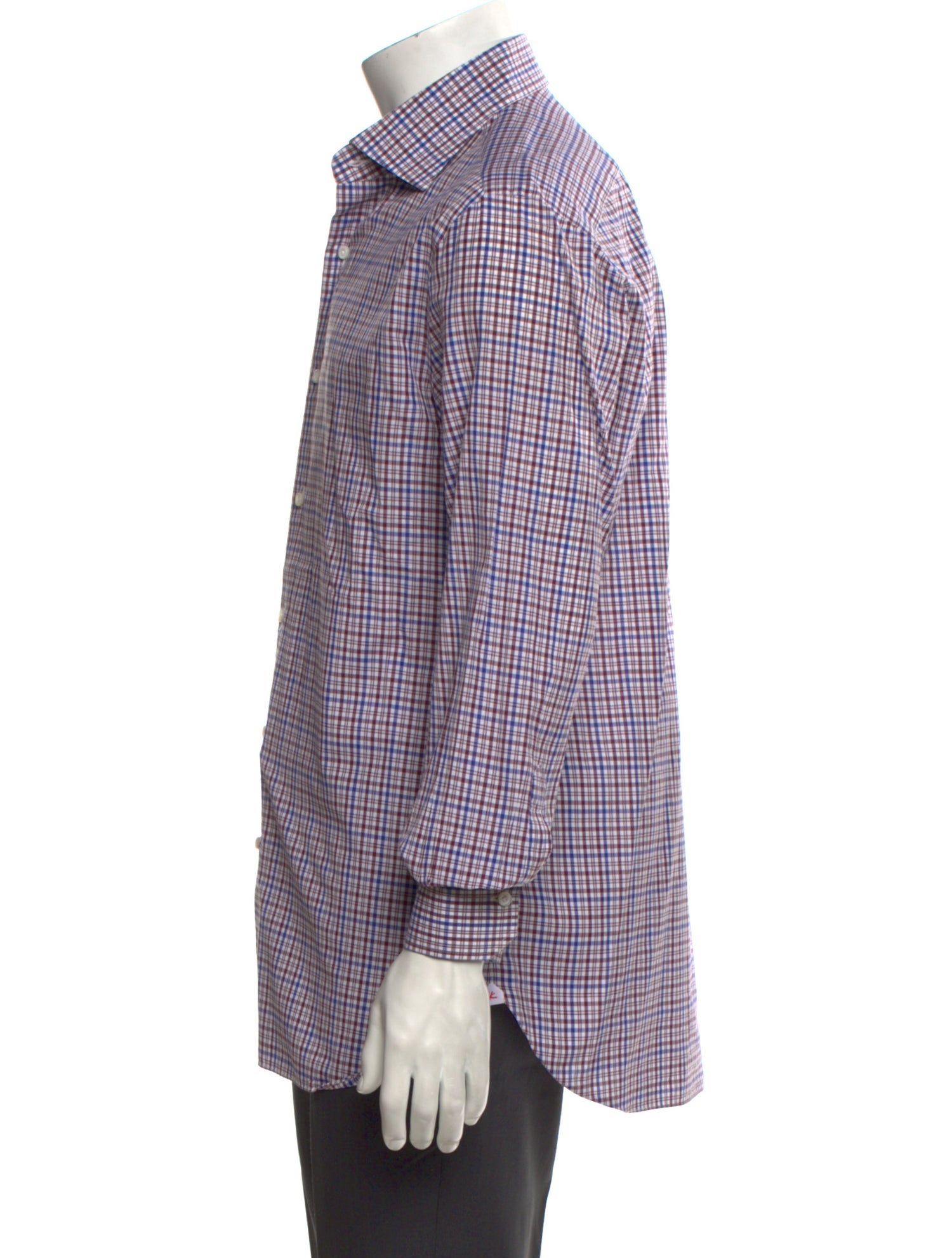 Isaia Plaid Print Long Sleeve Dress Shirt