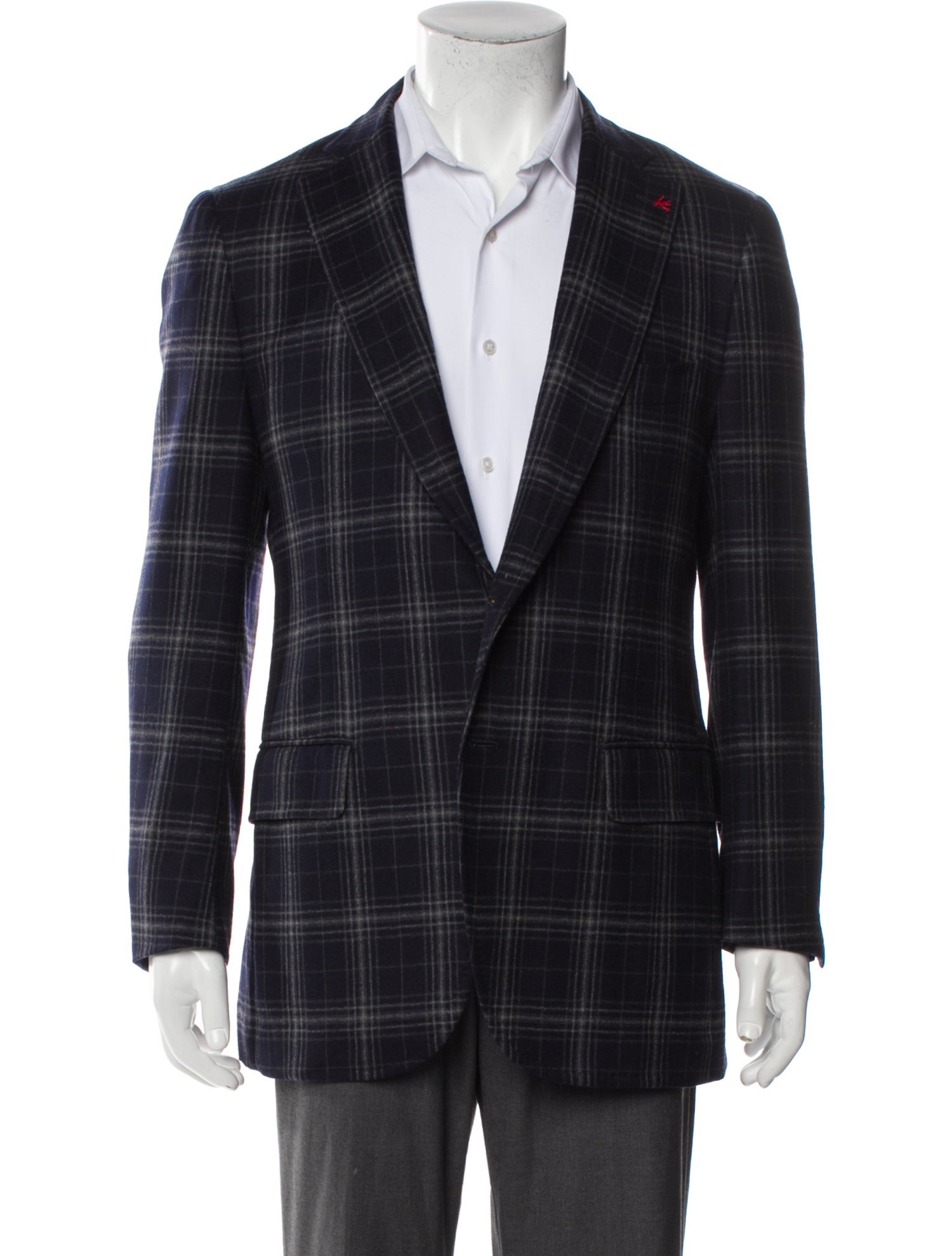 Isaia Plaid Print Sport Coat