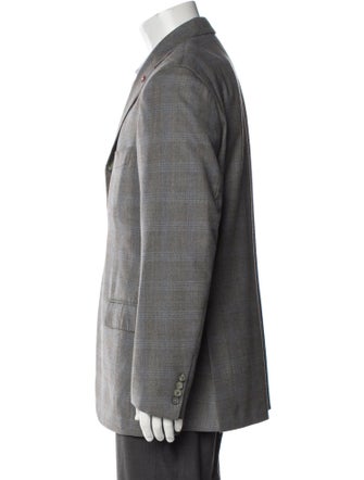Isaia Wool Plaid Print Blazer