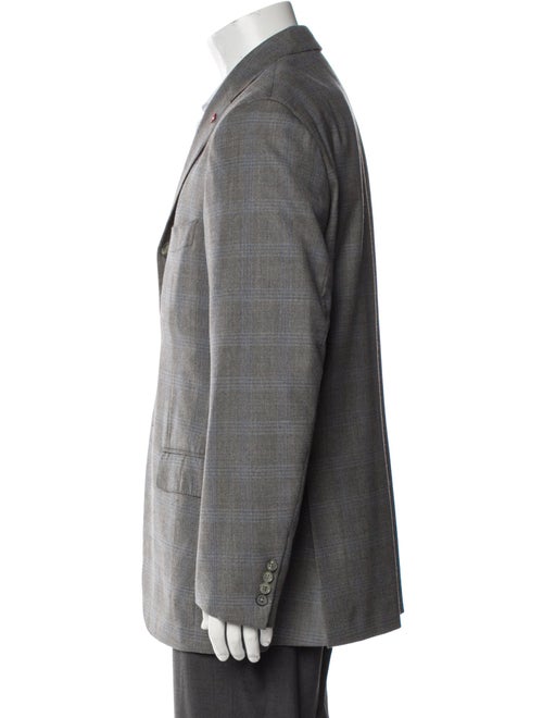 Isaia Wool Plaid Print Blazer