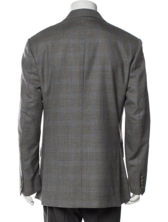 Isaia Wool Plaid Print Blazer