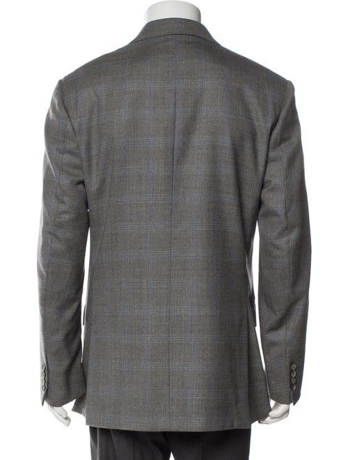 Isaia Wool Plaid Print Blazer