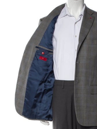 Isaia Wool Plaid Print Blazer