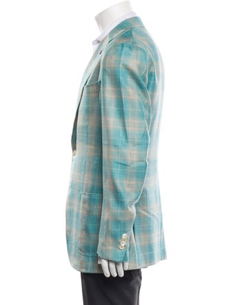 Isaia Wool Plaid Print Blazer