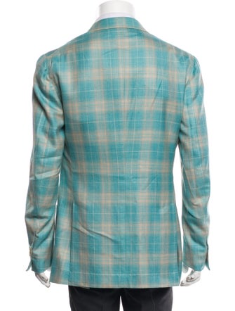 Isaia Wool Plaid Print Blazer