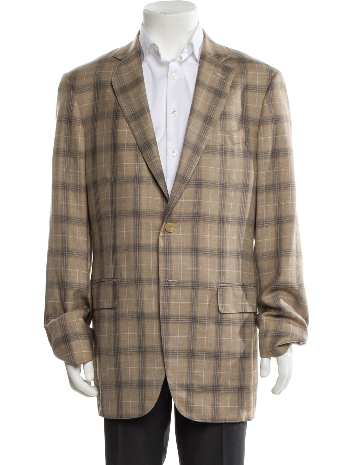 Isaia Wool Plaid Print Blazer