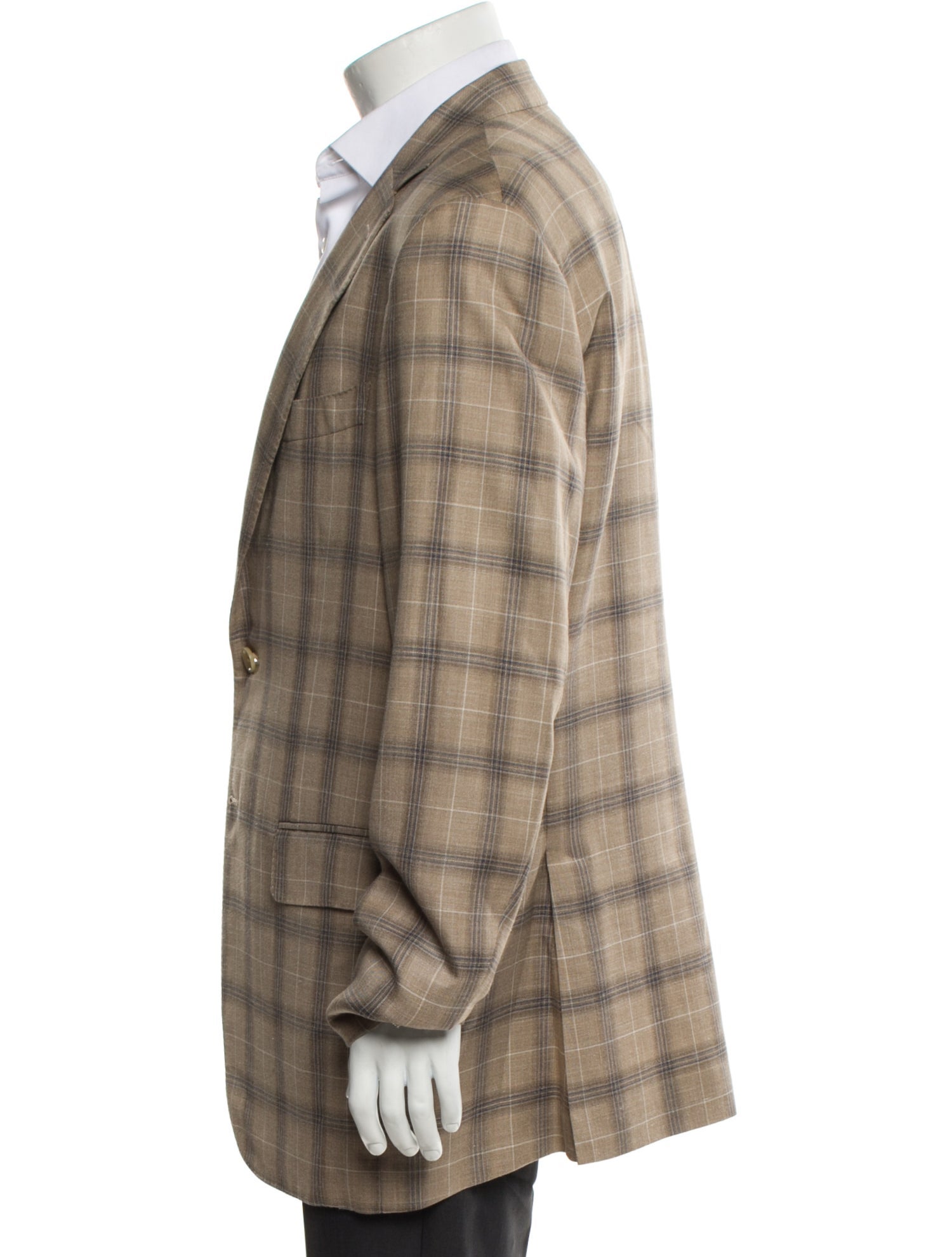 Isaia Wool Plaid Print Blazer