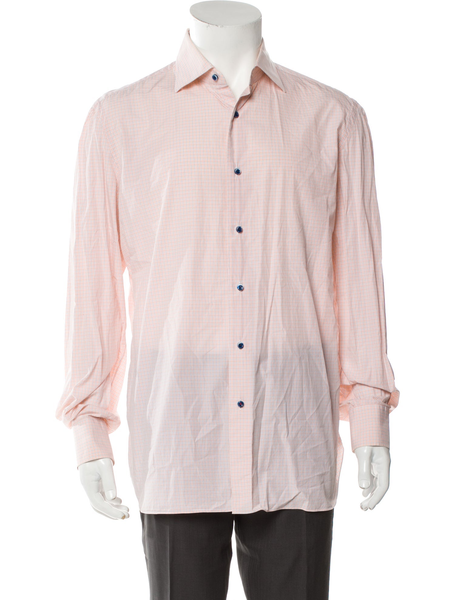 Isaia Plaid Print Long Sleeve Dress Shirt