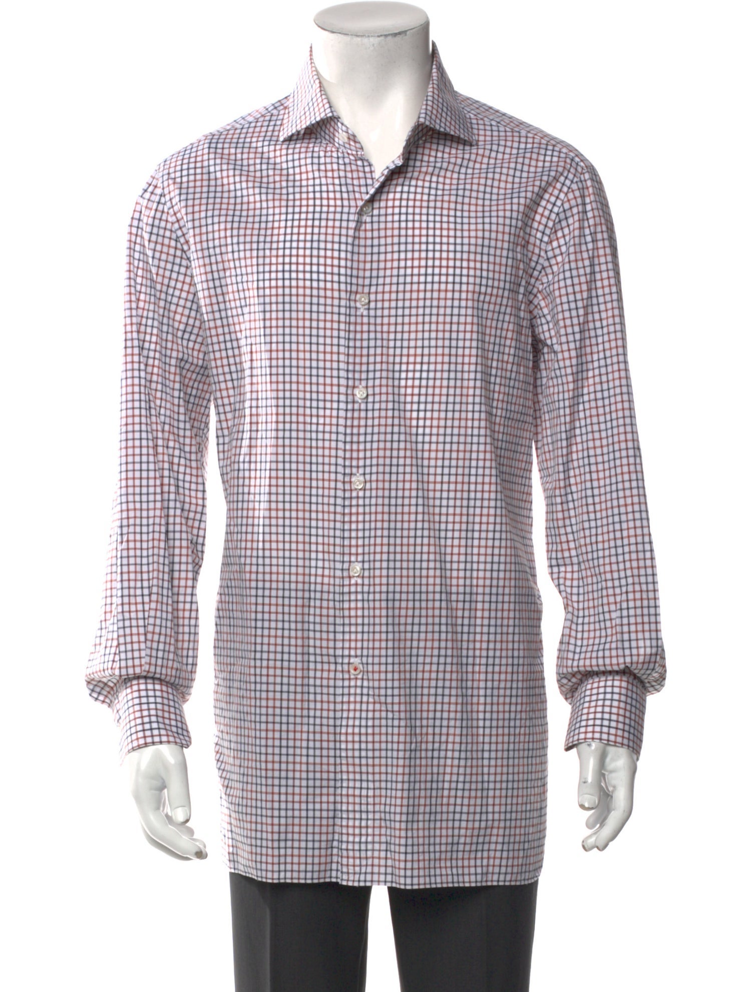Isaia Plaid Print Long Sleeve Dress Shirt