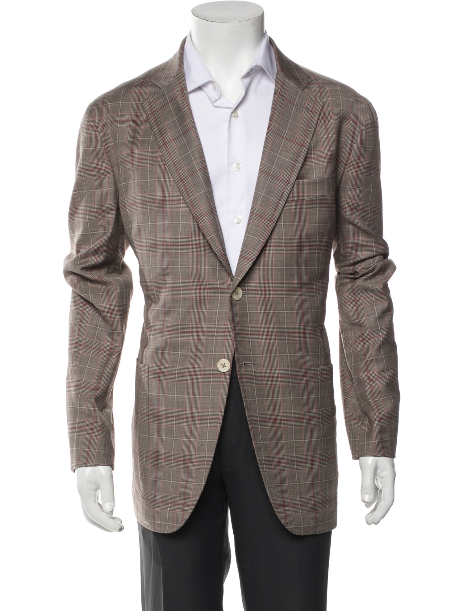 Isaia Wool Plaid Print Blazer