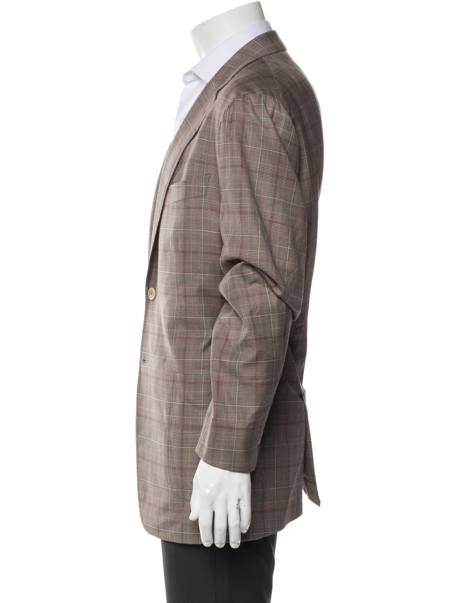 Isaia Wool Plaid Print Blazer