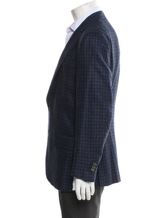 Isaia Wool Plaid Print Blazer