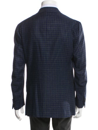 Isaia Wool Plaid Print Blazer