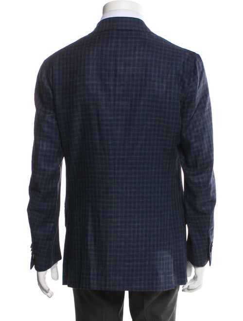 Isaia Wool Plaid Print Blazer