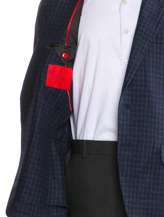 Isaia Wool Plaid Print Blazer