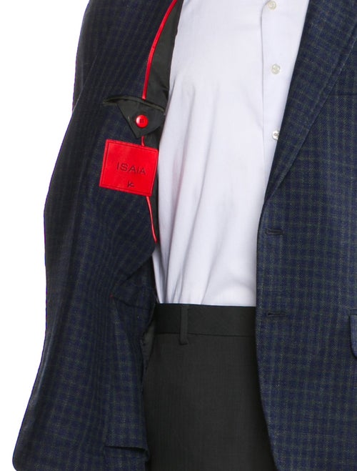 Isaia Wool Plaid Print Blazer