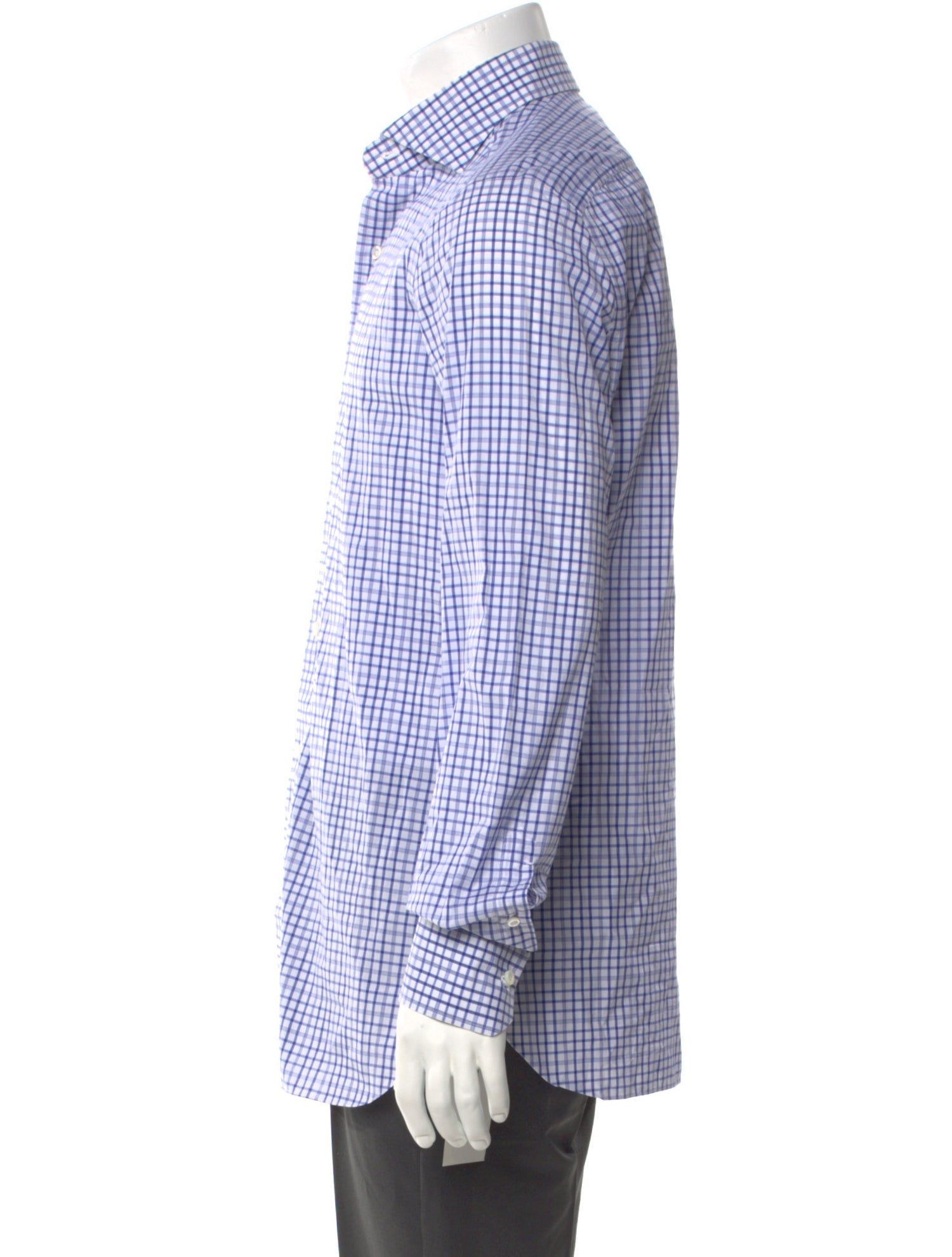 Isaia Plaid Print Long Sleeve Dress Shirt