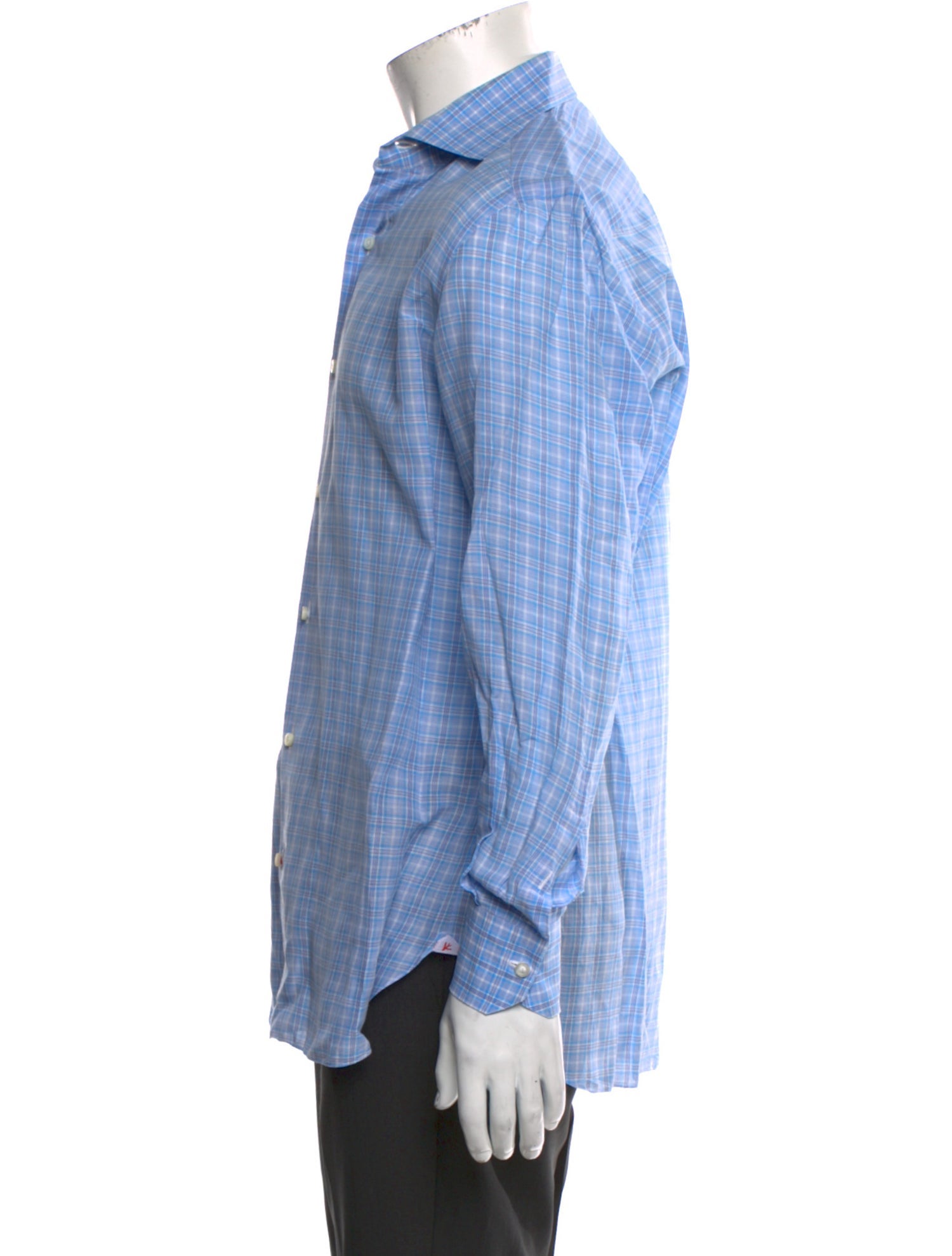 Isaia Plaid Print Long Sleeve Dress Shirt