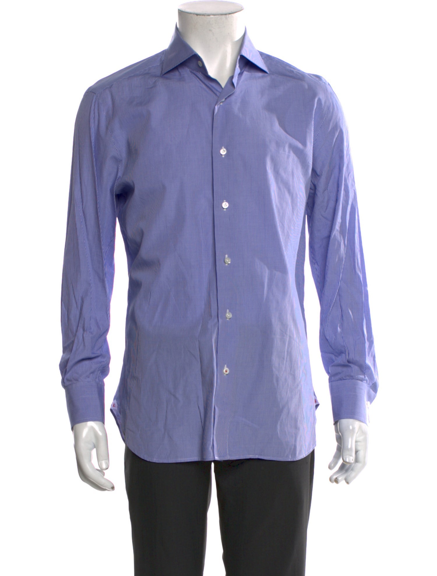 Isaia Plaid Print Long Sleeve Dress Shirt
