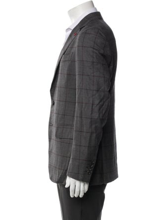Isaia Wool Plaid Print Overcoat