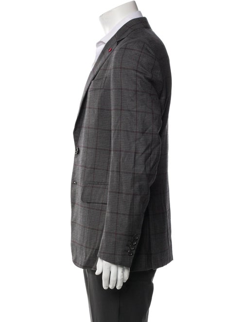 Isaia Wool Plaid Print Overcoat
