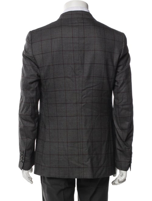 Isaia Wool Plaid Print Overcoat