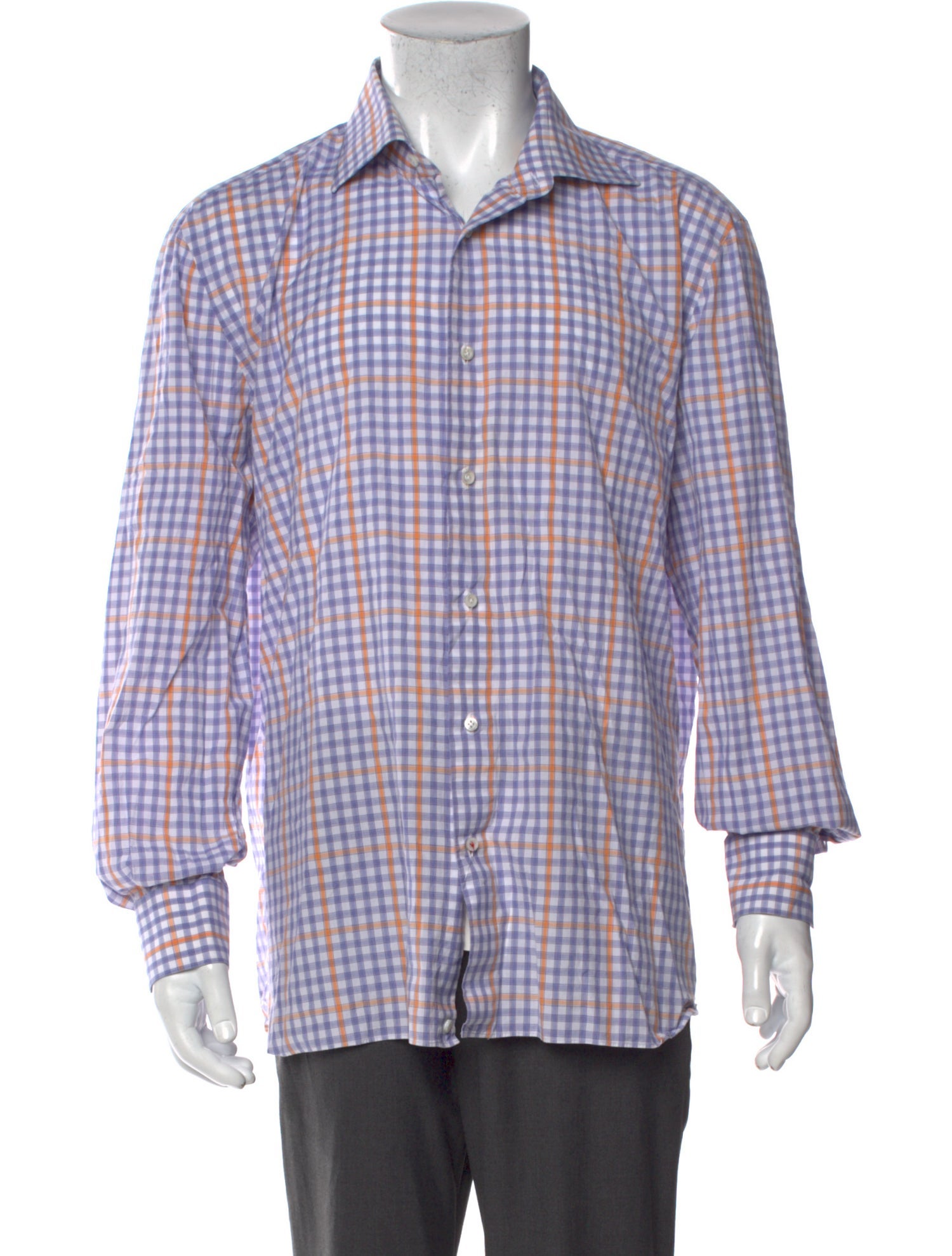 Isaia Plaid Print Long Sleeve Dress Shirt