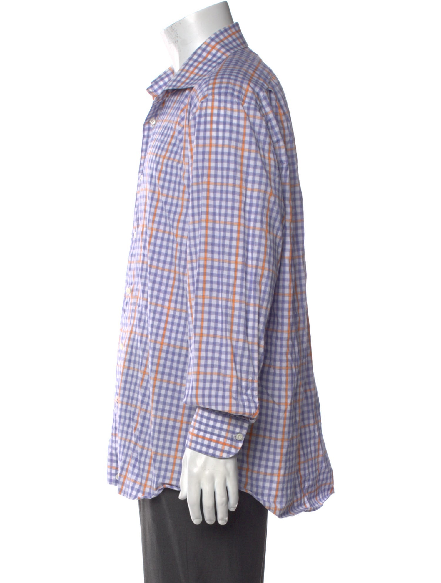 Isaia Plaid Print Long Sleeve Dress Shirt