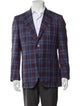 Isaia Wool Plaid Print Peacoat