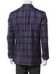 Isaia Wool Plaid Print Peacoat