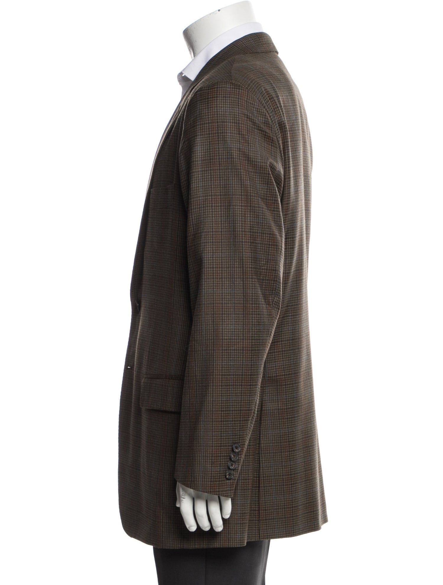 Isaia Wool Plaid Print Blazer