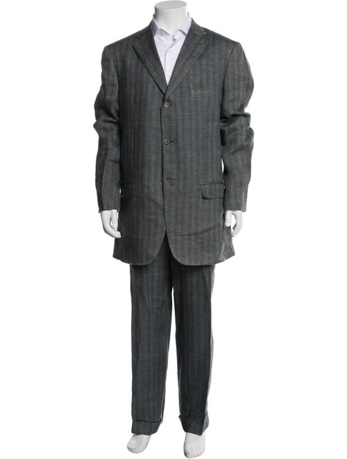 Isaia Linen Striped Two-Piece Suit