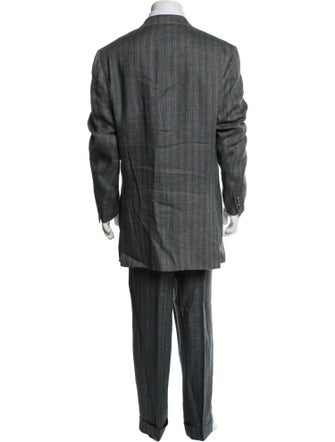 Isaia Linen Striped Two-Piece Suit