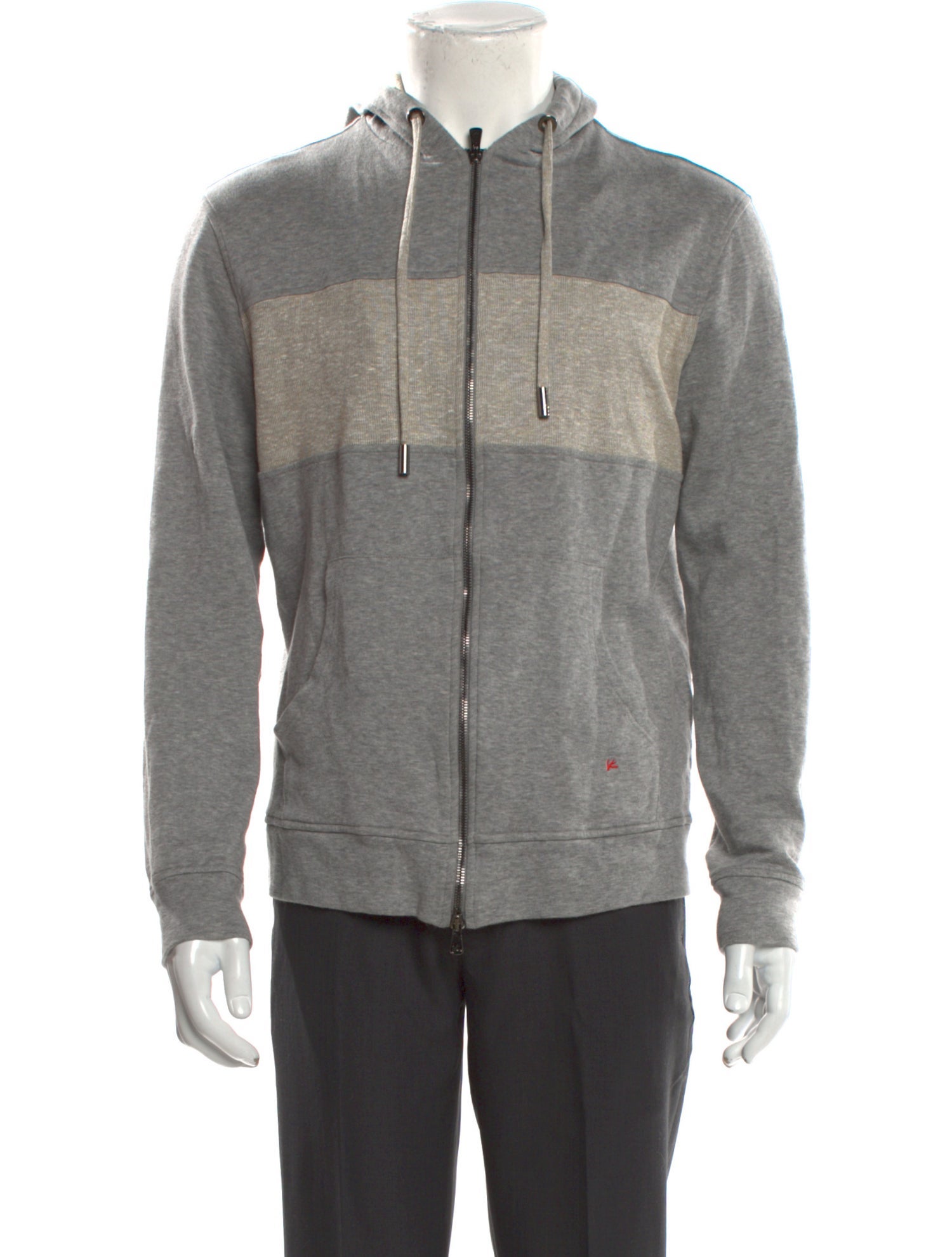 Isaia Linen Colorblock Pattern Hoodie