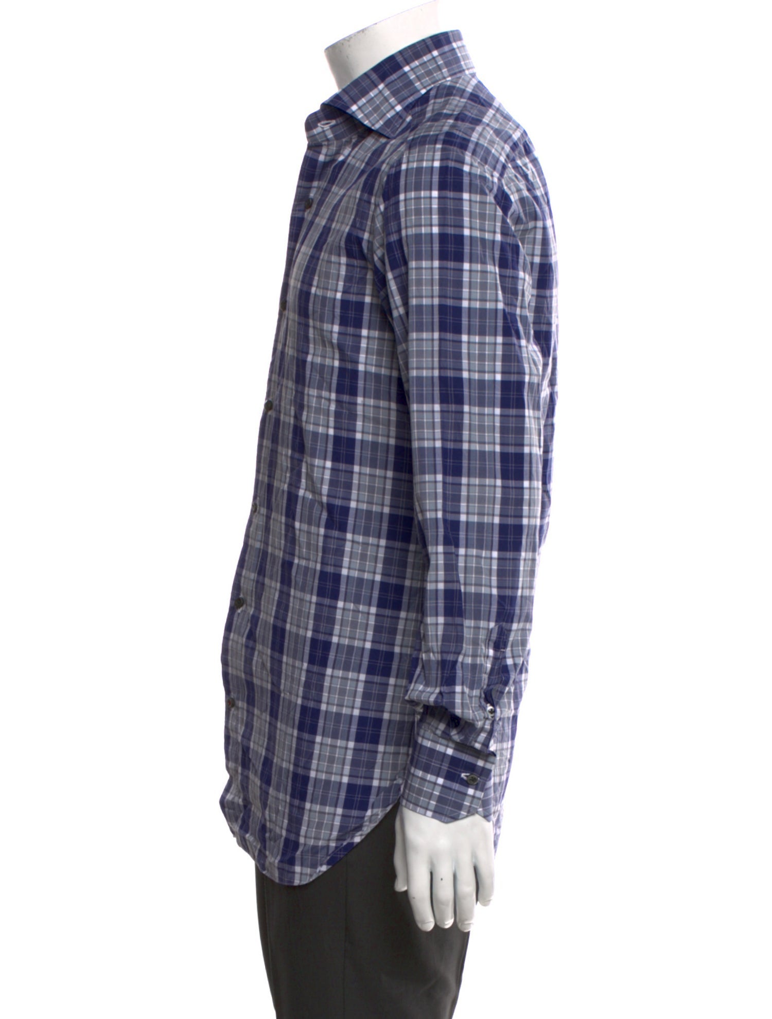 Isaia Plaid Print Long Sleeve Dress Shirt