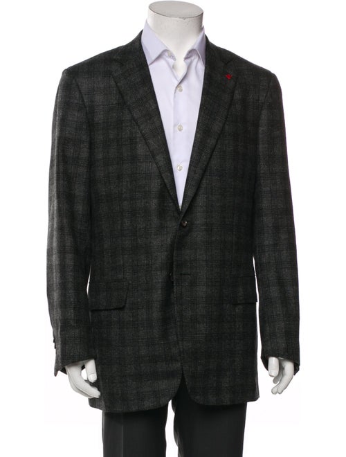 Isaia Wool Plaid Print Blazer