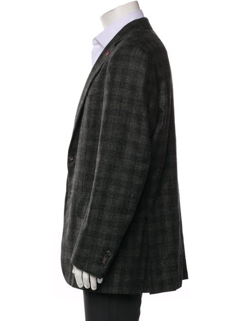 Isaia Wool Plaid Print Blazer